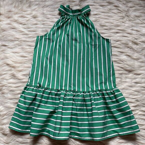 Christian Lacroix Striped High Neck Mini Dress in Green/White - Picture 6 of 8